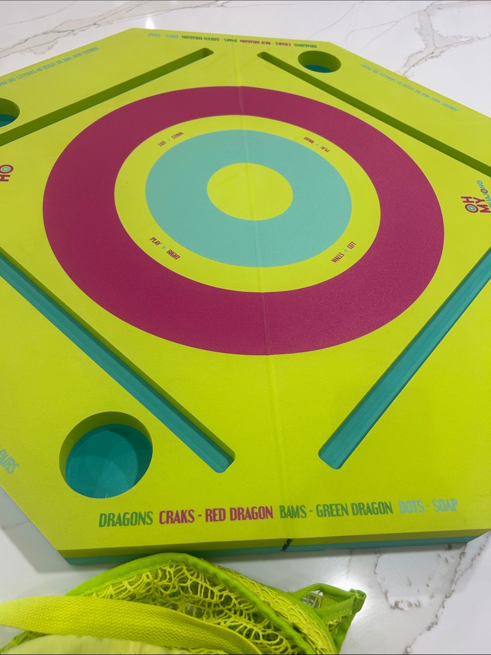 Oh My Aquajong Neon Lime Swim floating mat with Packable Pouch - Picture 4 of 5